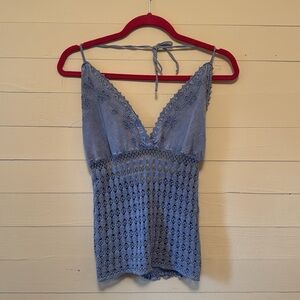 Blue Lace Halter Top